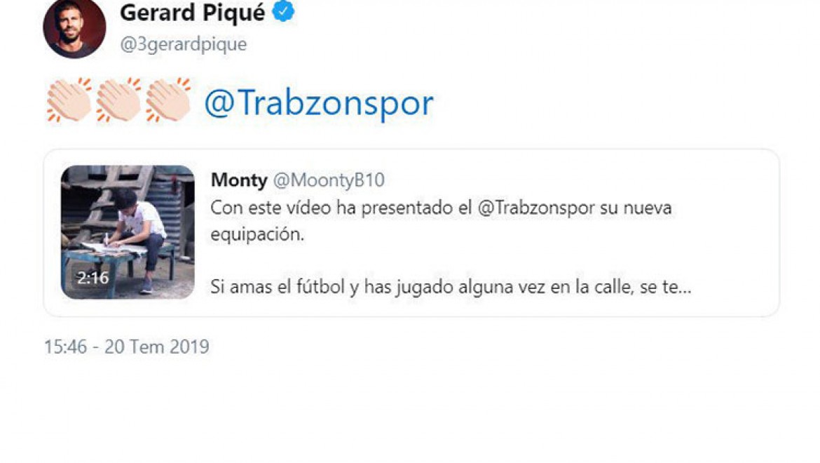 Gerard Pique'den Trabzonspor'un forma tanıtımına destek