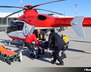 Adıyaman'da ambulans helikopter nefes darlığı yaşayan hasta için havalandı