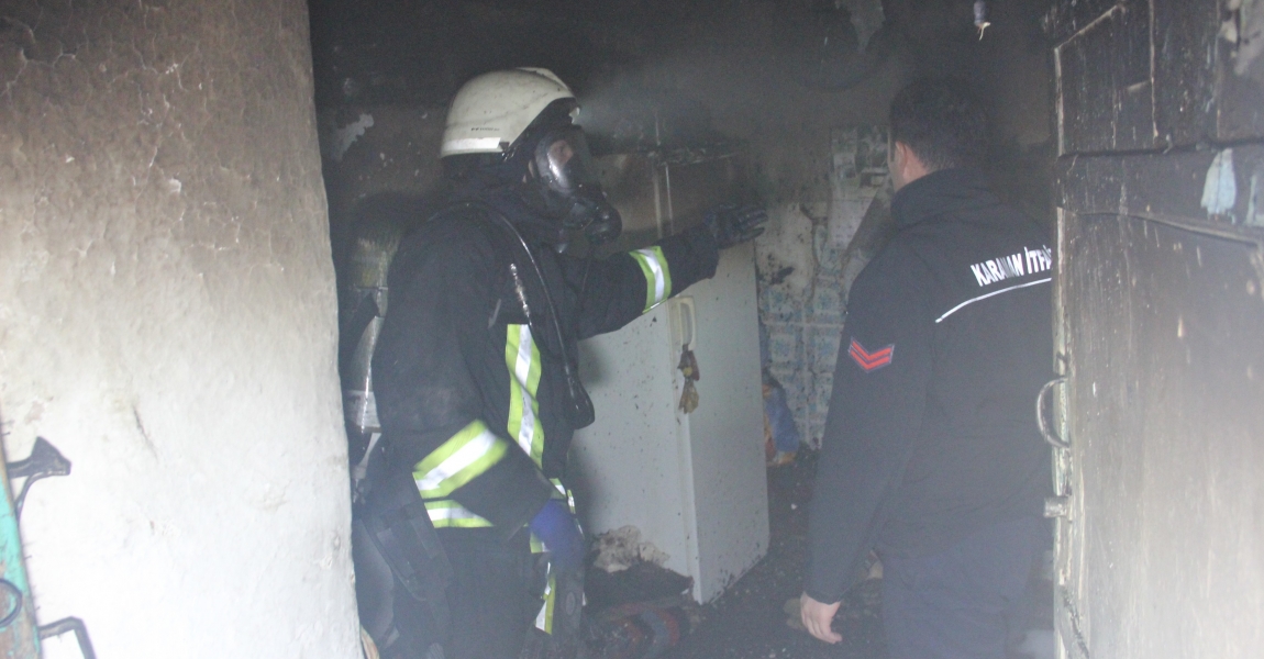 Karaman'da tek katlı müstakil evde korkutan yangın