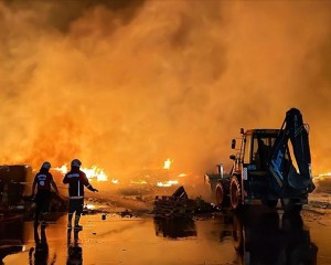 Mersin'de palet fabrikasında yangın çıktı