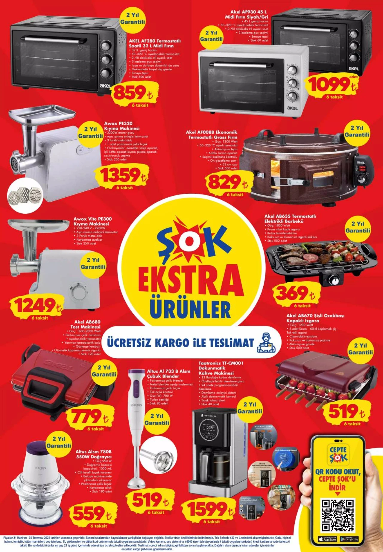 ŞOK'ta Kıyma Makinesi,Tost Makinesi, Blender, Kahve Makinesi, TV Ürünlerinde DEV İNDİRİM! ŞOK 21-02 Temmuz Katalog 1