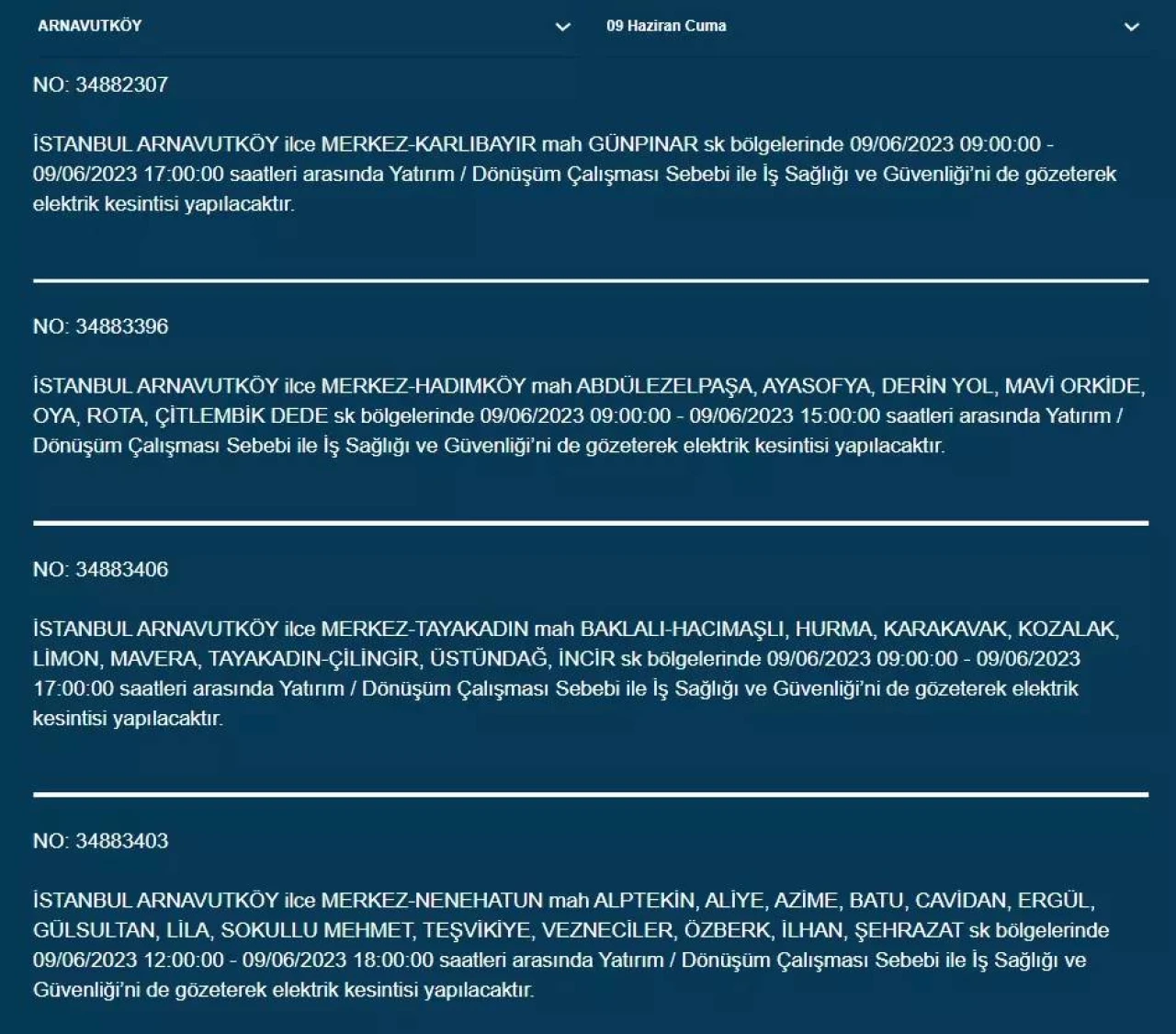 İstanbullular Dikkat! Yarın O İlçelerde Elektrik Kesintisi Var! 09 Haziran 2023 Cuma Elektrik Kesintisi 1