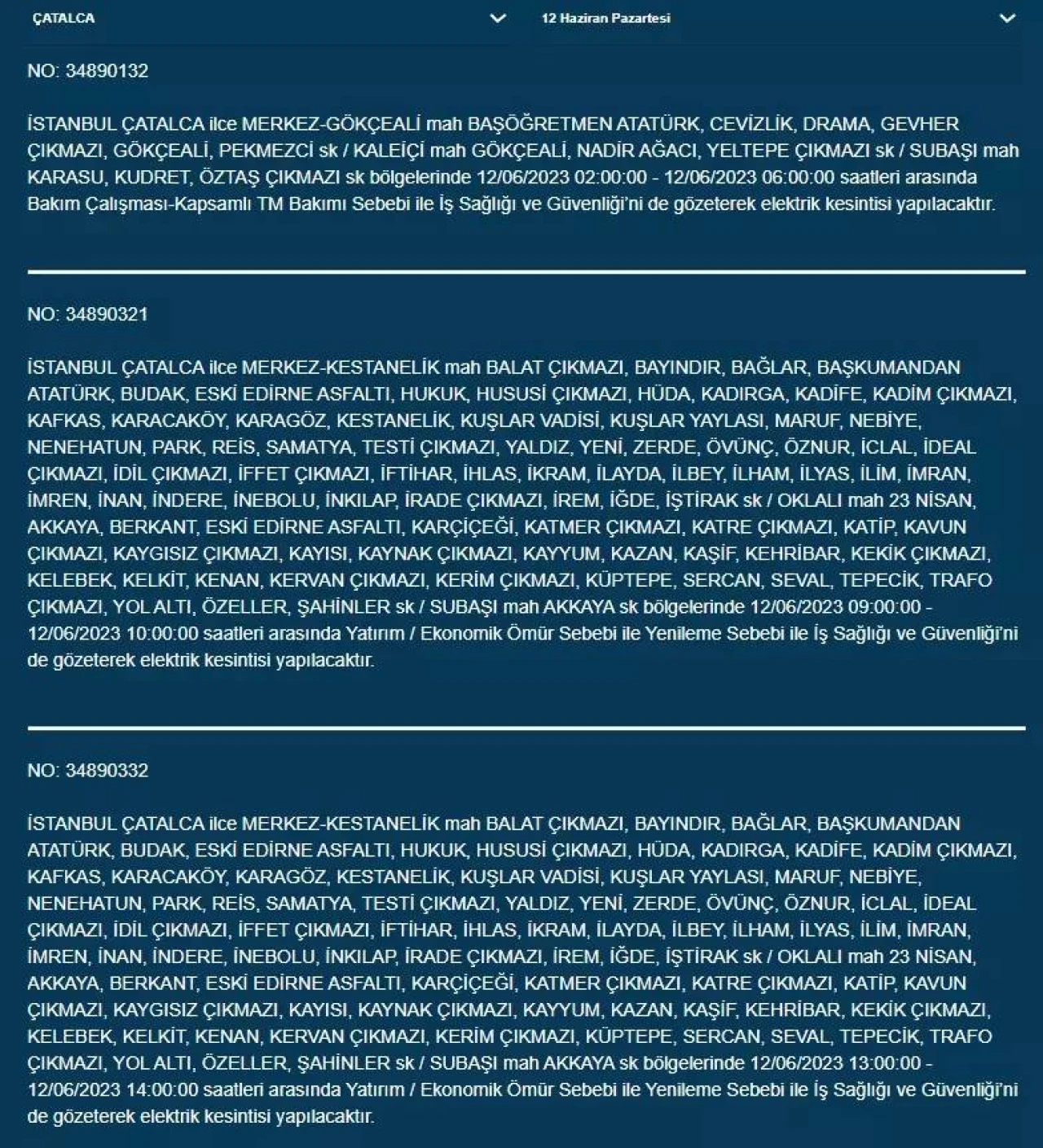 İstanbul'da Bugün O İlçelerde Elektrik Kesintisi Olacak! 12 Haziran 2023 Pazartesi Elektrik Kesintisi 10