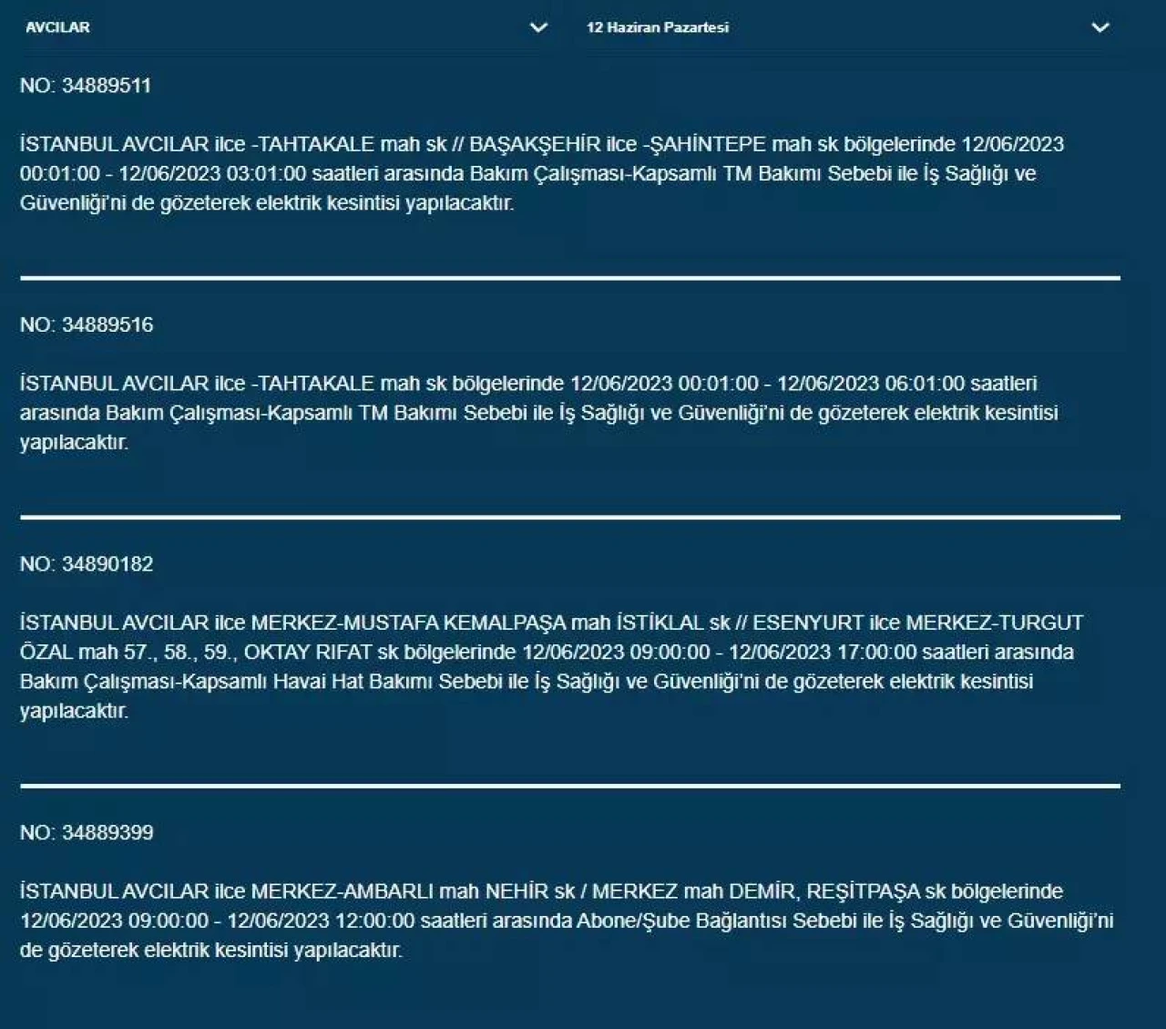 İstanbul'da Bugün O İlçelerde Elektrik Kesintisi Olacak! 12 Haziran 2023 Pazartesi Elektrik Kesintisi 6