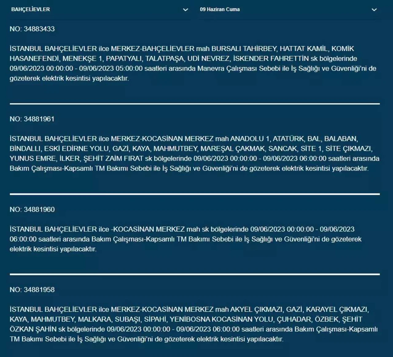 İstanbullular Dikkat! Yarın O İlçelerde Elektrik Kesintisi Var! 09 Haziran 2023 Cuma Elektrik Kesintisi 5