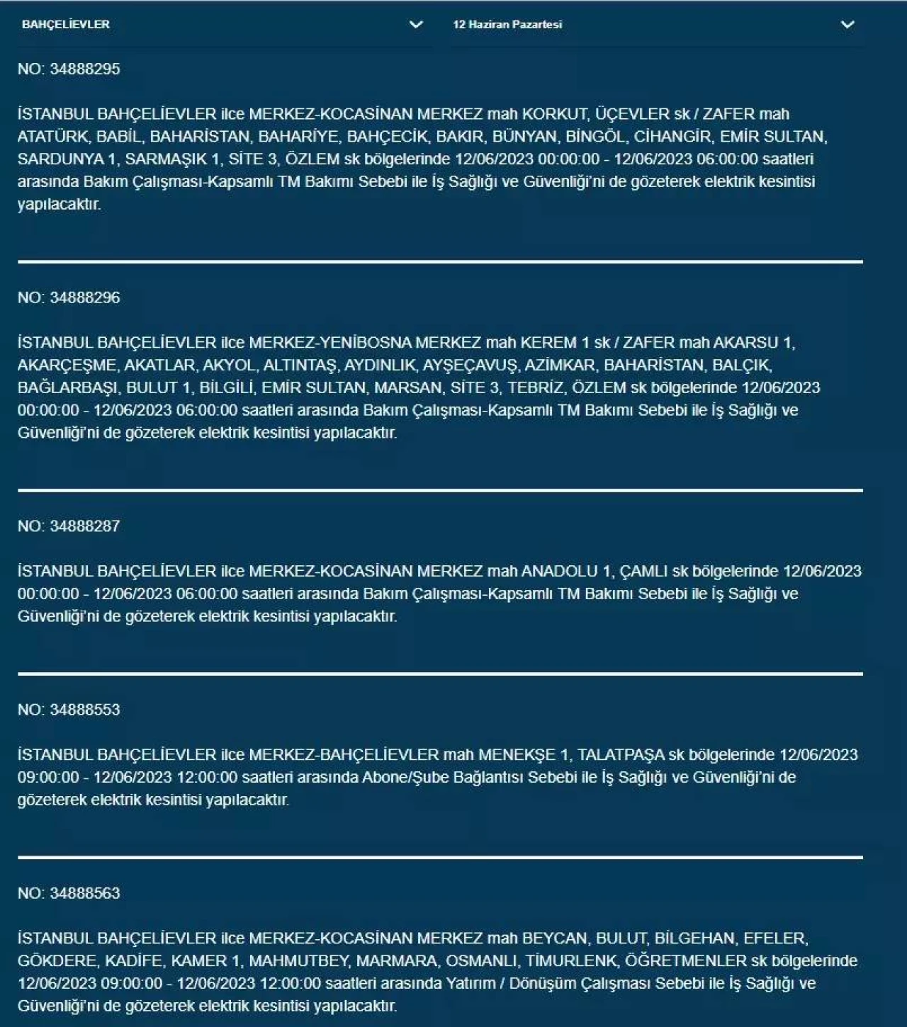 İstanbul'da Bugün O İlçelerde Elektrik Kesintisi Olacak! 12 Haziran 2023 Pazartesi Elektrik Kesintisi 2