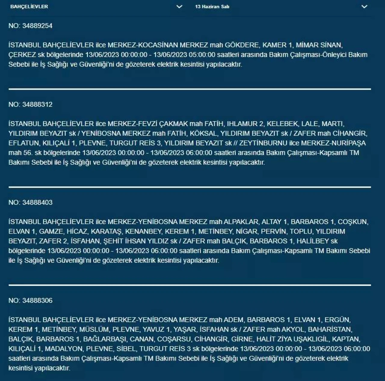 İstanbul'da Yarın O İlçelerde Saatlerce Elektrik Kesintisi Olacak! 13 Haziran 2023 Elektrik Kesintisi 8