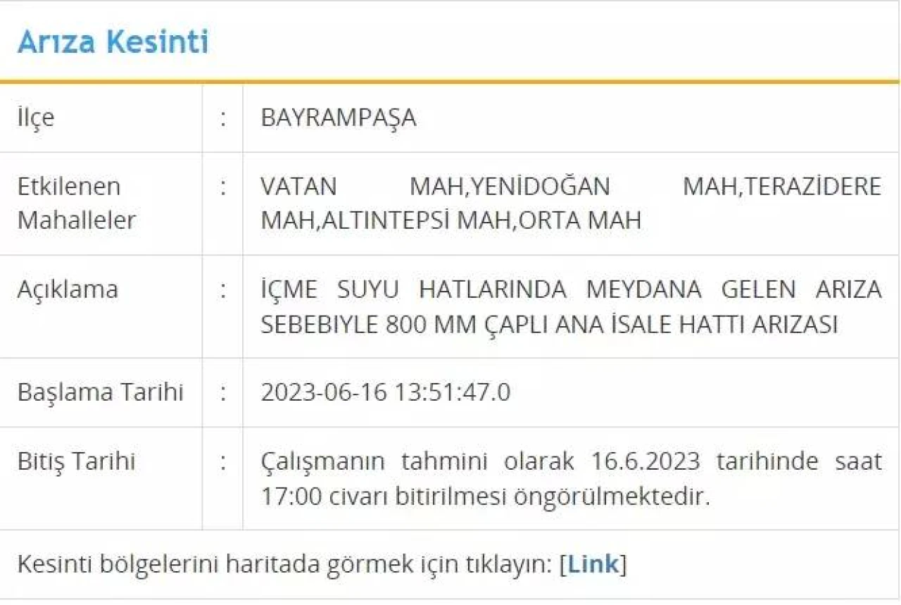 İstanbul'da Şu An Bu İlçelerde Su Kesintisi Var! 16 Haziran 2023 Su Kesintisi 1