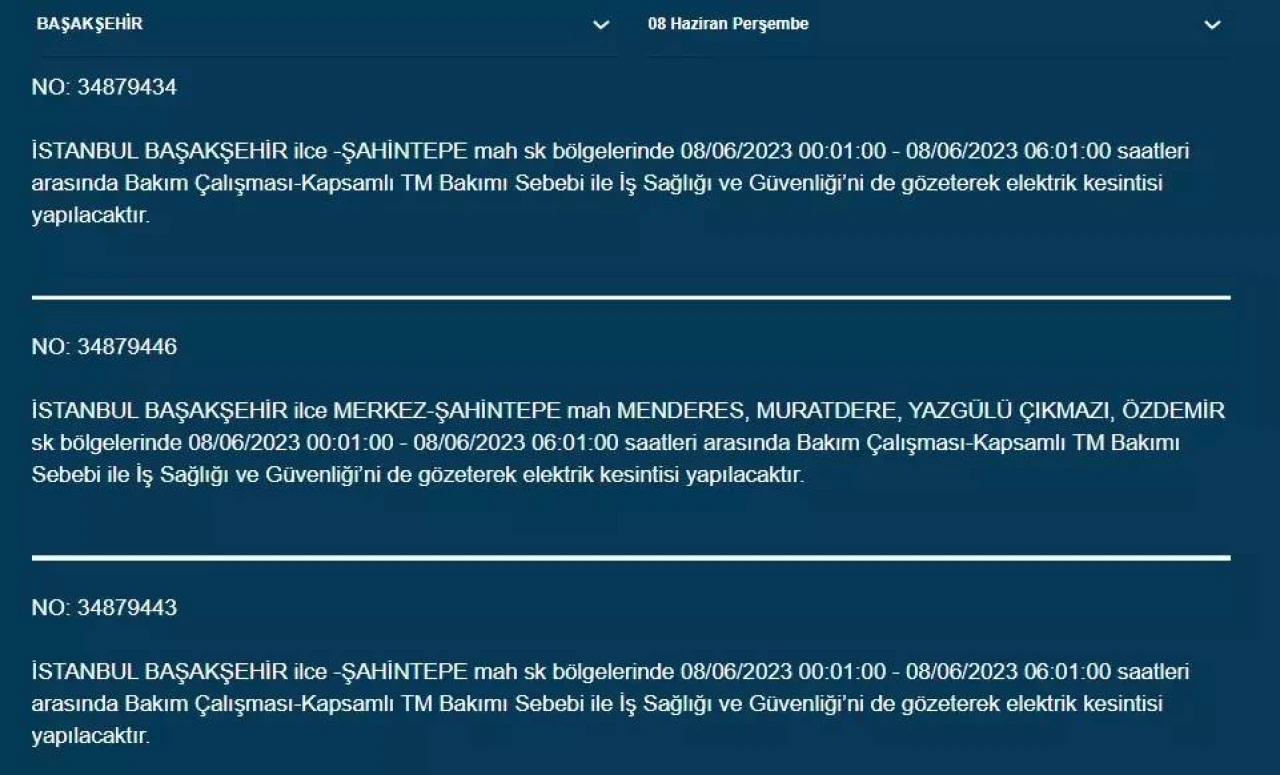 İstanbul'da Yarın Hangi İlçelerde Kesinti Olacak? 08 Haziran 2023 Bedaş Elektrik Kesintisi 5