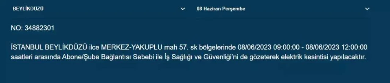 İstanbul'da Yarın Hangi İlçelerde Kesinti Olacak? 08 Haziran 2023 Bedaş Elektrik Kesintisi 6