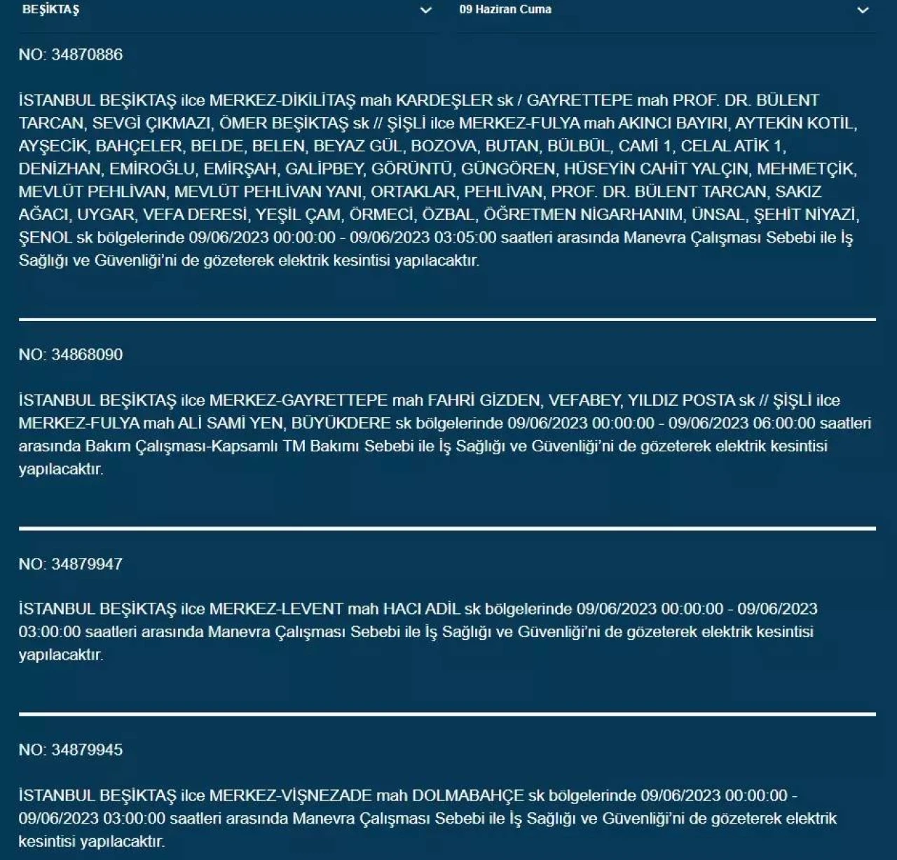 İstanbullular Dikkat! Yarın O İlçelerde Elektrik Kesintisi Var! 09 Haziran 2023 Cuma Elektrik Kesintisi 4