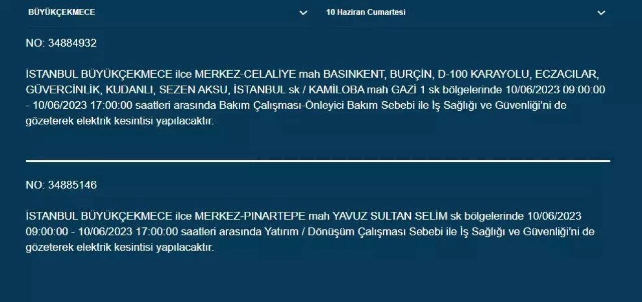 BEDAŞ, Yarın Bazı İlçelerde Elektrik Kesintisi Yapacak! 10 Haziran 2023 Cumartesi Elektrik Kesintisi 17