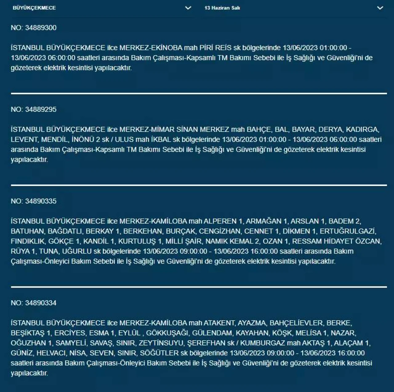 İstanbul'da Yarın O İlçelerde Saatlerce Elektrik Kesintisi Olacak! 13 Haziran 2023 Elektrik Kesintisi 5