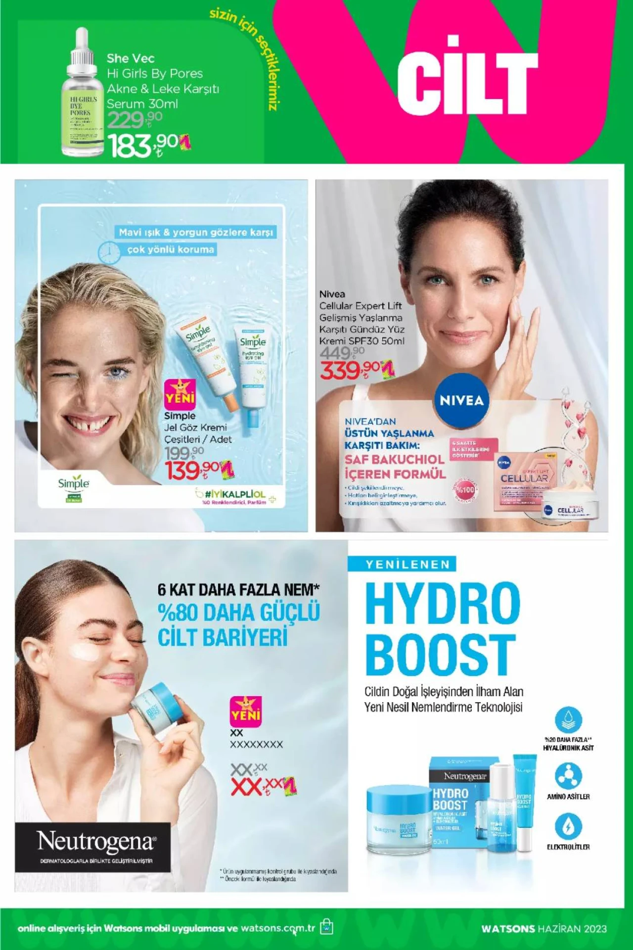 Watsons'da Net %50'ye Varan İndirimler Başladı.. Watsons Haziran 2023 Katalog 24