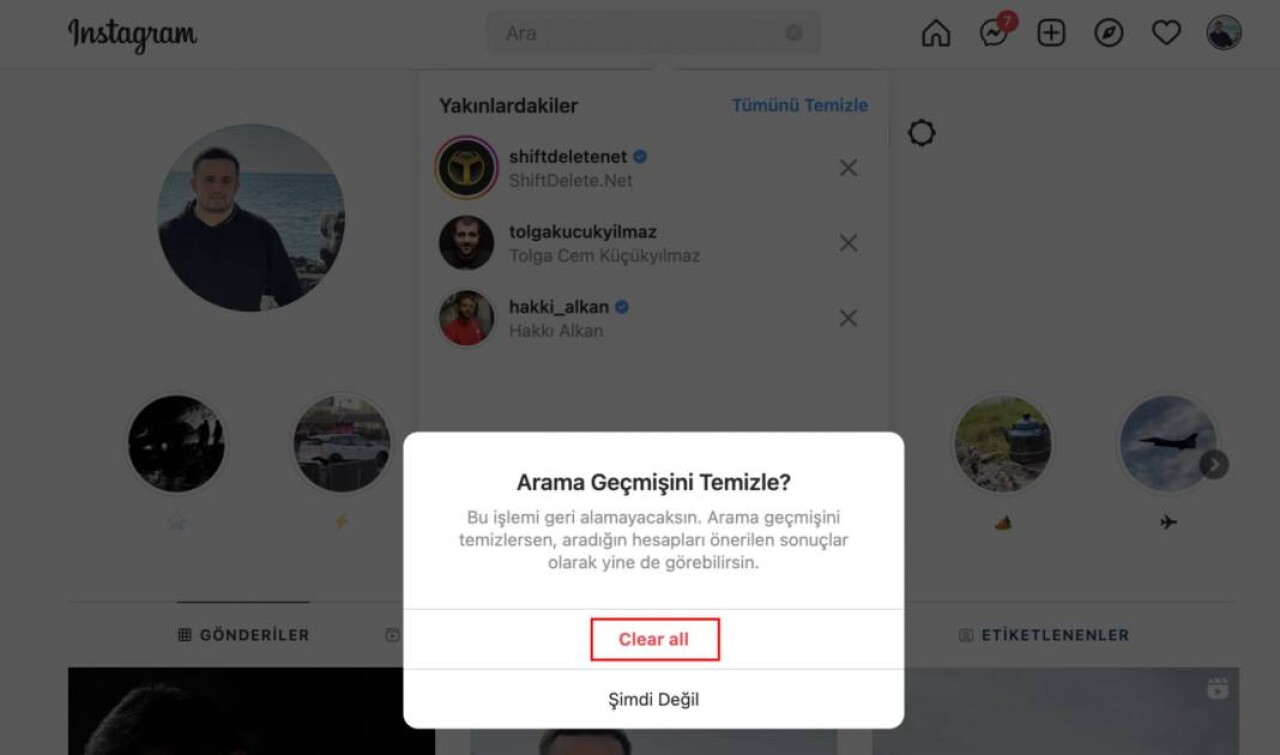 Instagram arama geçmişi silme nasıl yapılır? 5