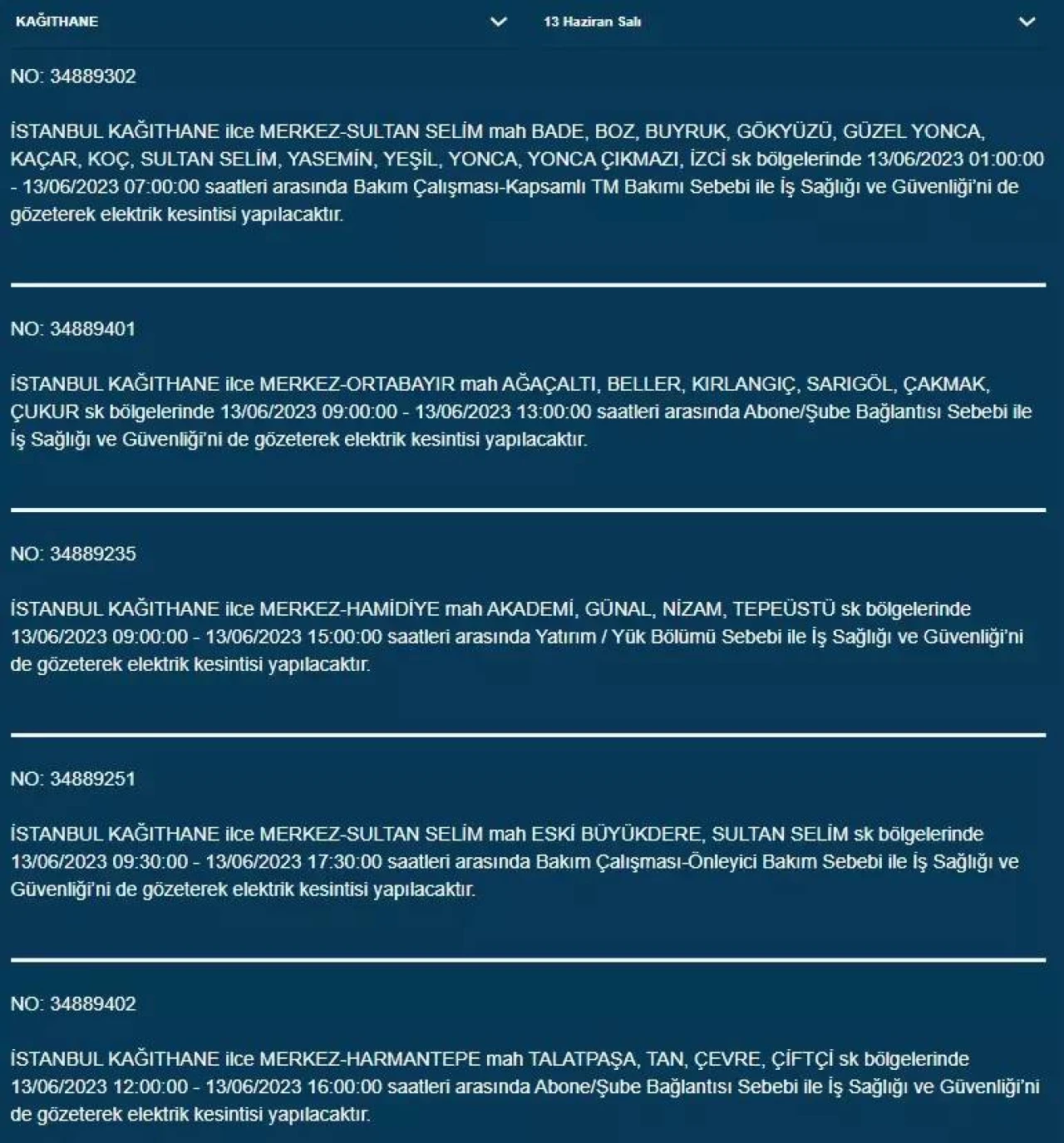 İstanbul'da Yarın O İlçelerde Saatlerce Elektrik Kesintisi Olacak! 13 Haziran 2023 Elektrik Kesintisi 18