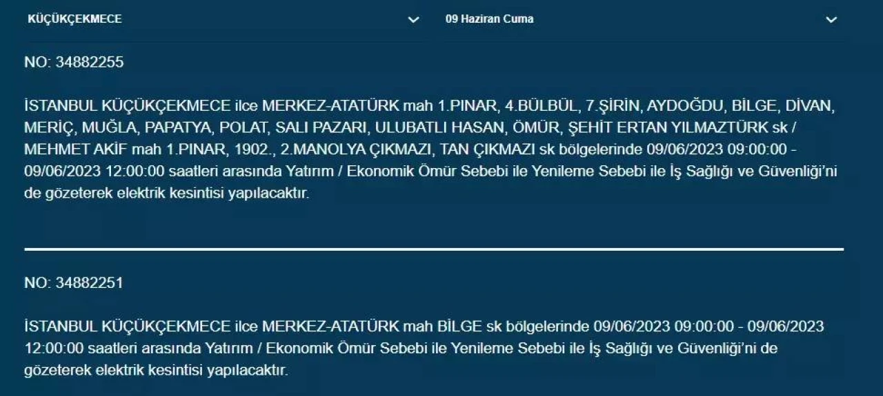 İstanbullular Dikkat! Yarın O İlçelerde Elektrik Kesintisi Var! 09 Haziran 2023 Cuma Elektrik Kesintisi 19