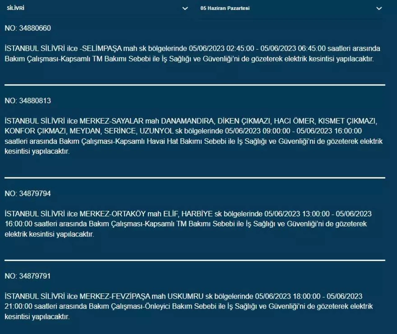 İstanbul'da yarın hangi ilçelerde elektrik kesintisi olacak 3