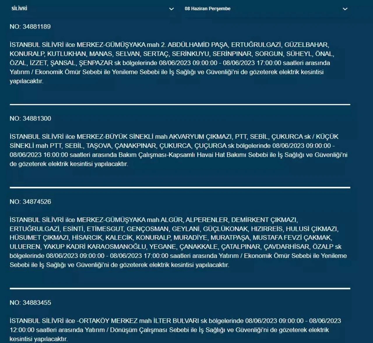 İstanbul'da Yarın Hangi İlçelerde Kesinti Olacak? 08 Haziran 2023 Bedaş Elektrik Kesintisi 11