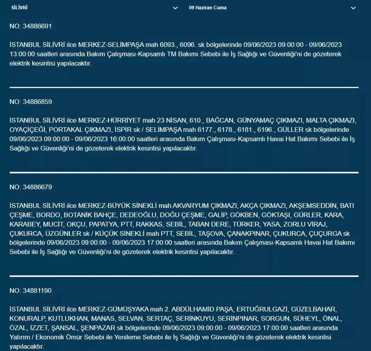 İstanbullular Dikkat! Yarın O İlçelerde Elektrik Kesintisi Var! 09 Haziran 2023 Cuma Elektrik Kesintisi 13