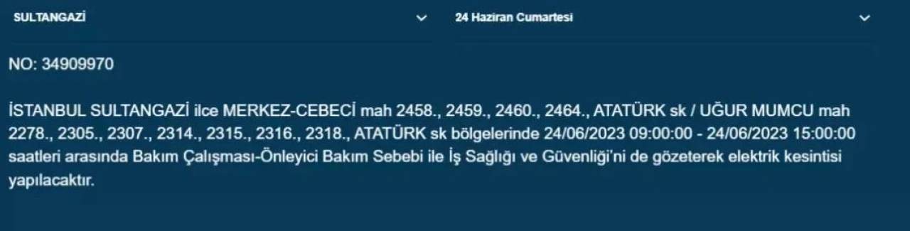 Haftasonu O İlçelerde Elektrik Kesintisi Olacak 15