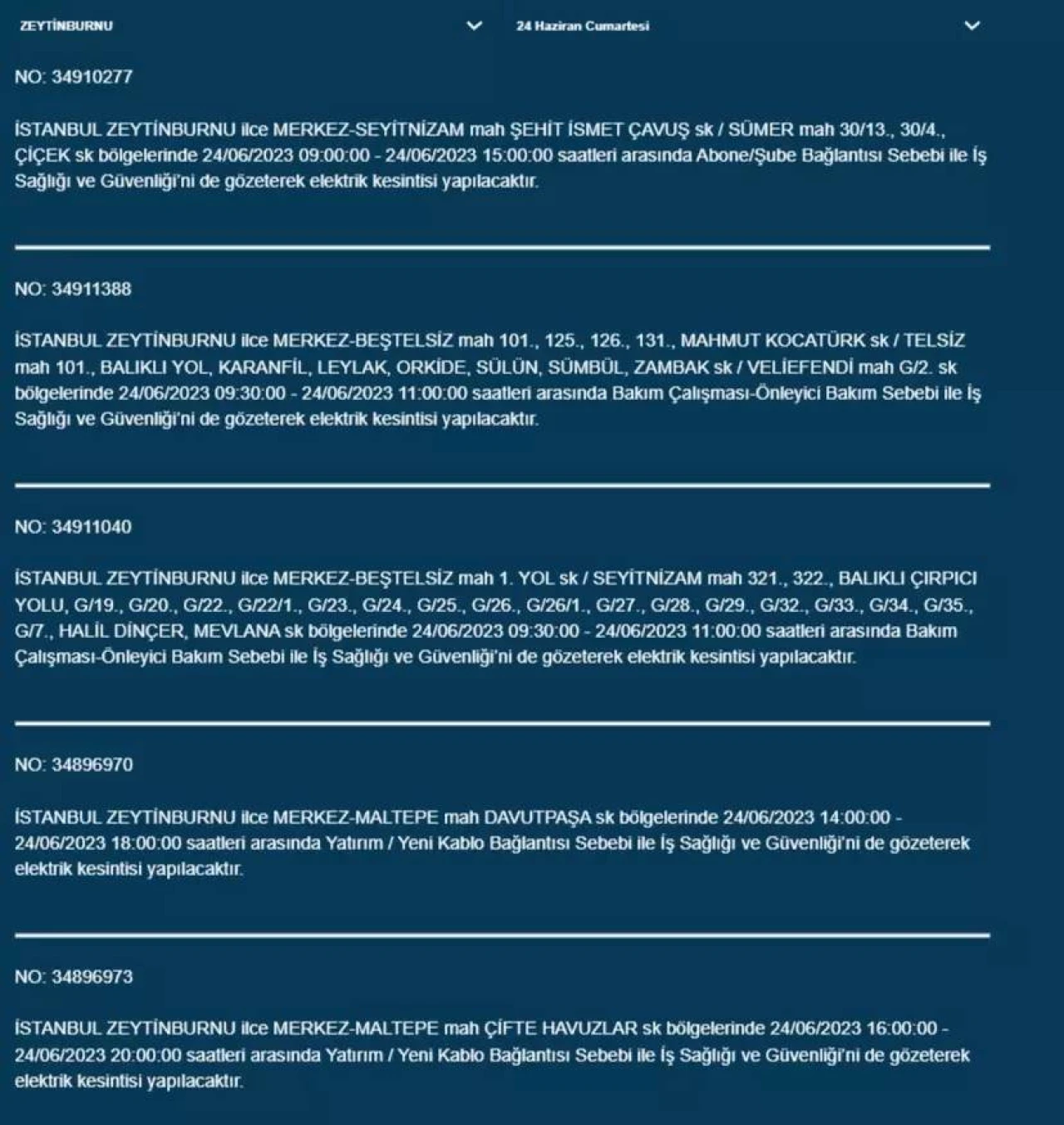 Haftasonu O İlçelerde Elektrik Kesintisi Olacak 20