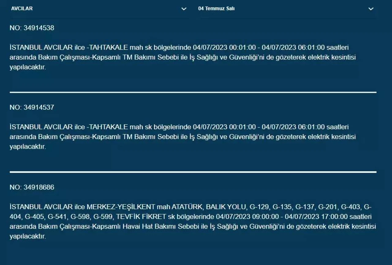 İstanbullular Dikkat! Bugün O İlçeler Elektriksiz Kalacak 2