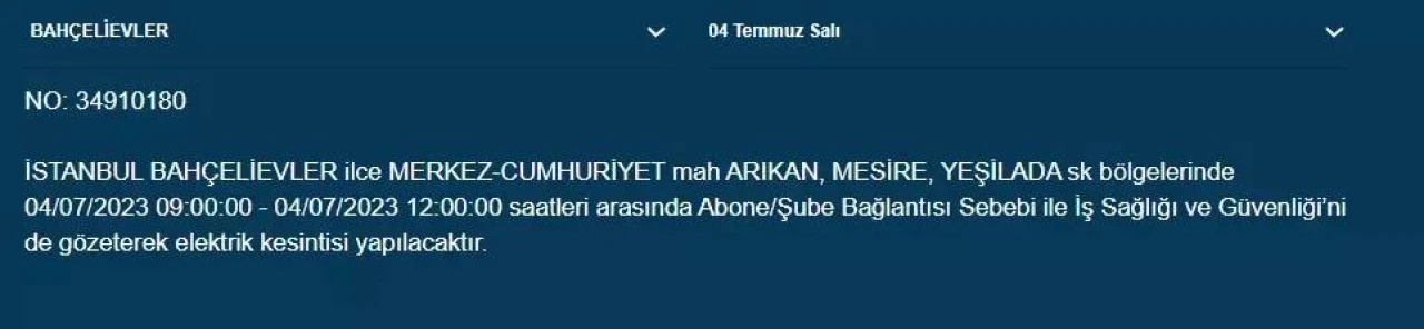 İstanbullular Dikkat! Bugün O İlçeler Elektriksiz Kalacak 4