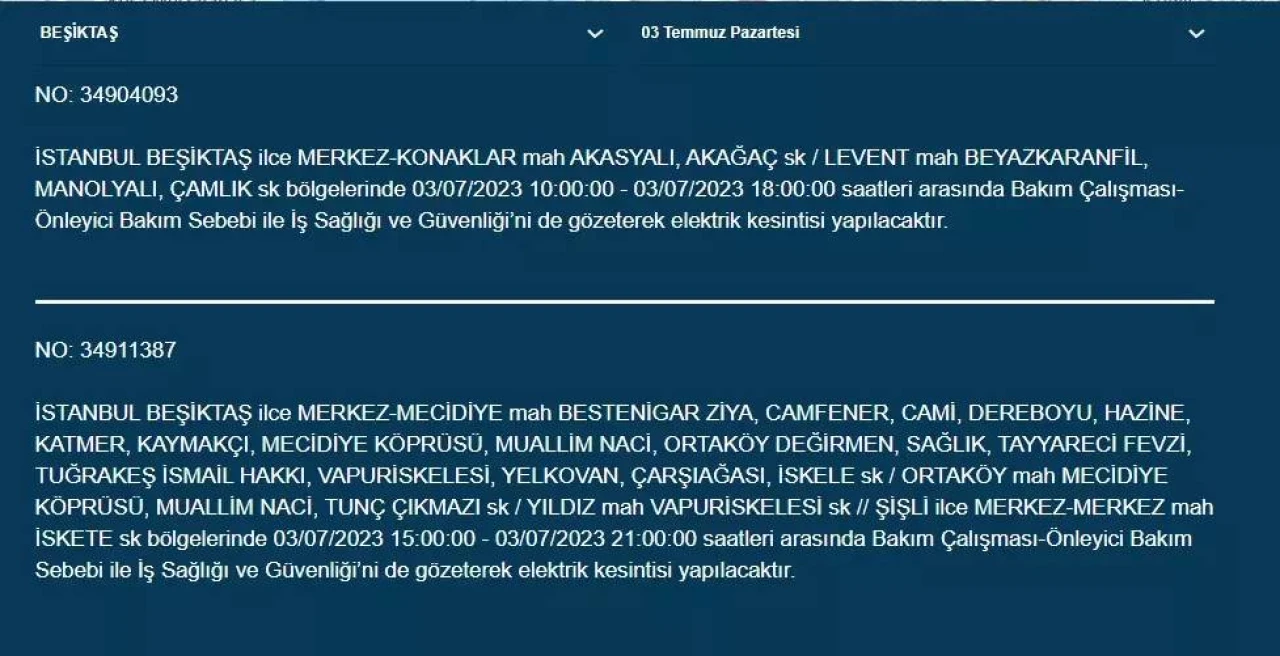 İstanbullular Dikkat! Yarın Birçok İlçede Elektrikler Kesilecek! 8