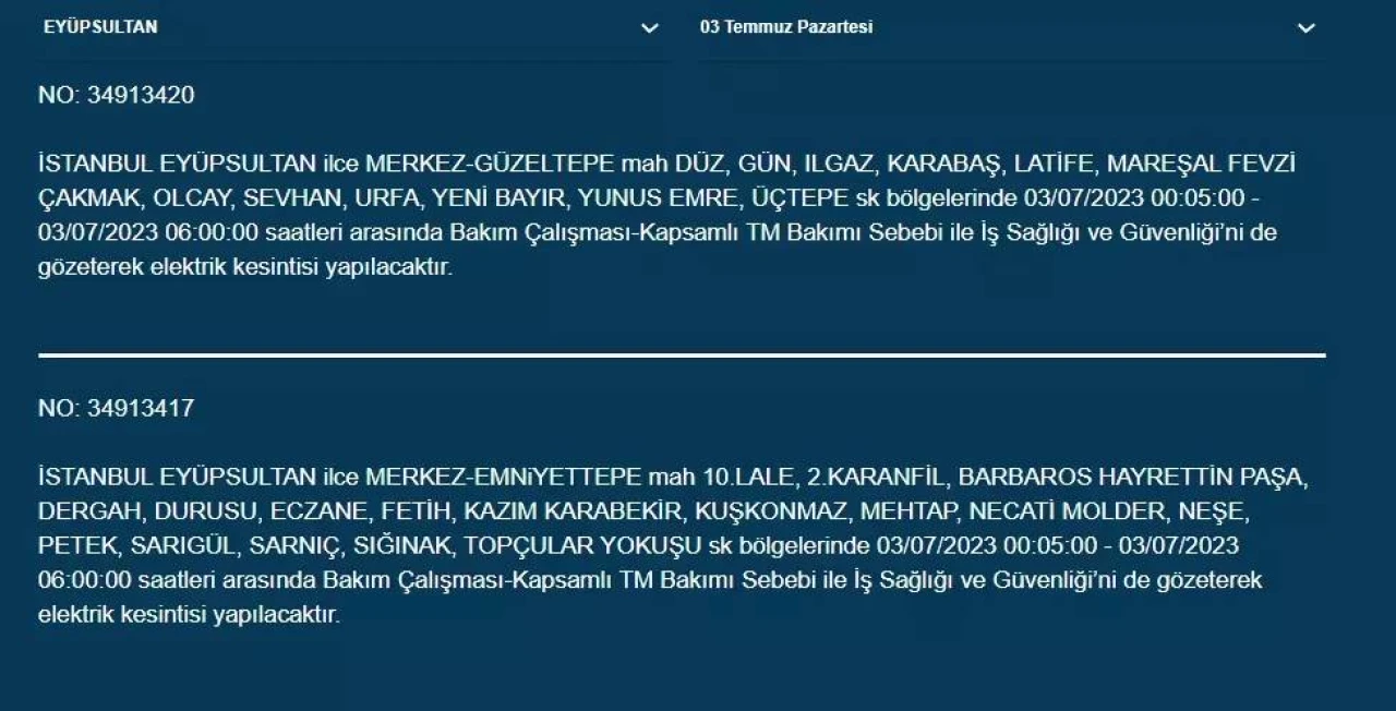 İstanbullular Dikkat! Yarın Birçok İlçede Elektrikler Kesilecek! 10