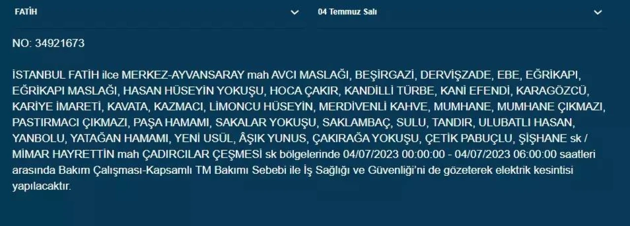 İstanbullular Dikkat! Bugün O İlçeler Elektriksiz Kalacak 8