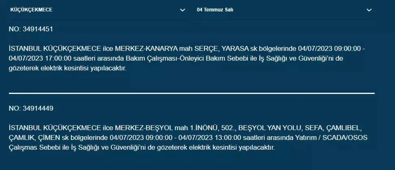 İstanbullular Dikkat! Bugün O İlçeler Elektriksiz Kalacak 10