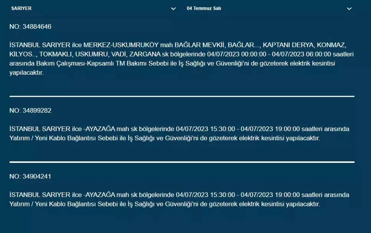 İstanbullular Dikkat! Bugün O İlçeler Elektriksiz Kalacak 11