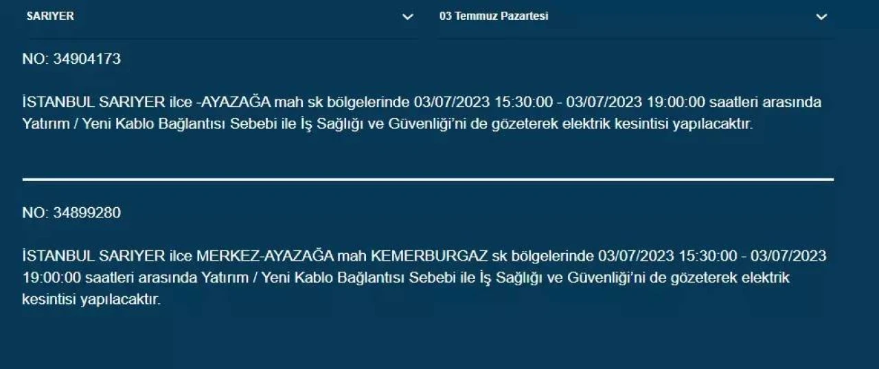 İstanbullular Dikkat! Yarın Birçok İlçede Elektrikler Kesilecek! 13