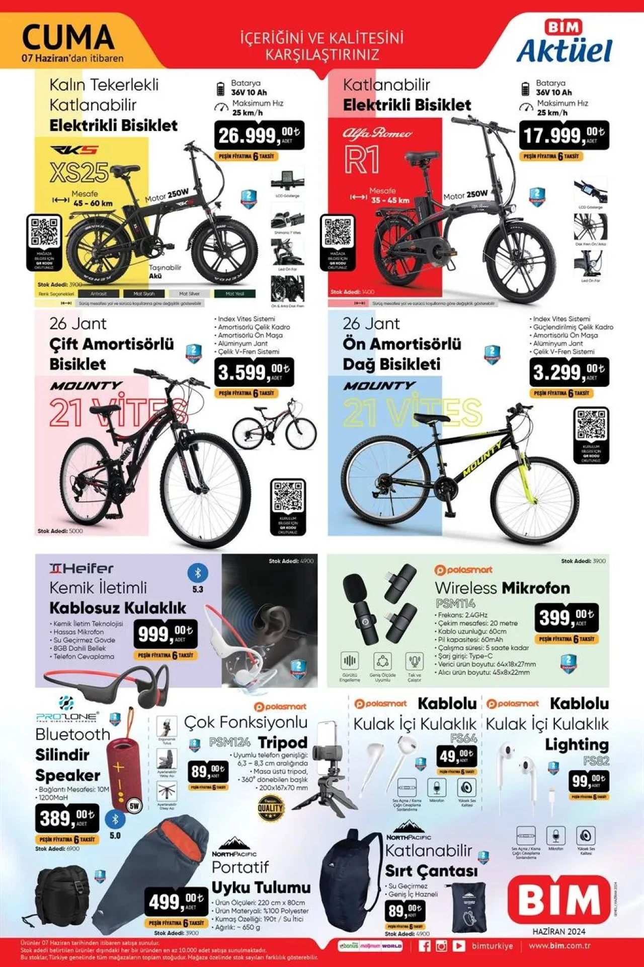 BİM 07 Haziran 2024 kataloğu bu hafta bisiklet, kulaklık, araç bakım ekipmanları ve mutfak ürünler satışta olacak! 6