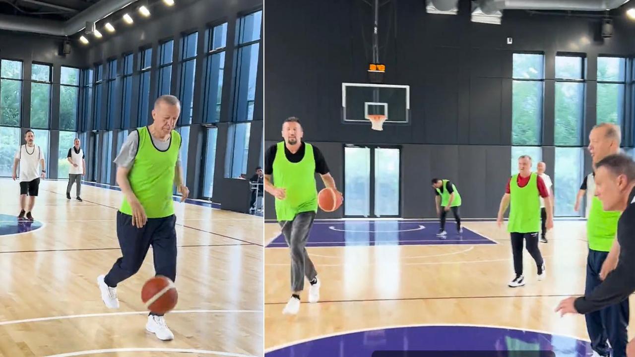 Cumhurbaşkanı Erdoğan basketbol oynadı