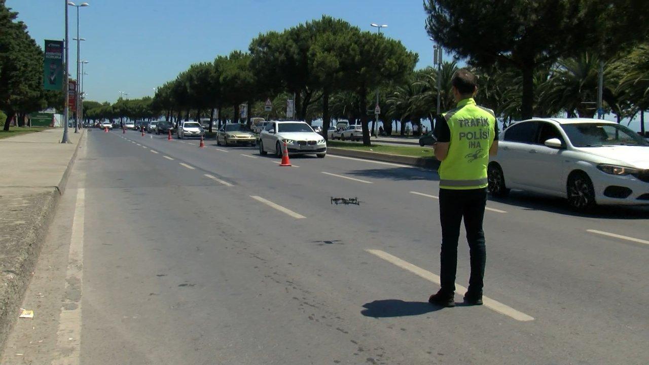 Bayramın son gününde dronlu trafik denetimi