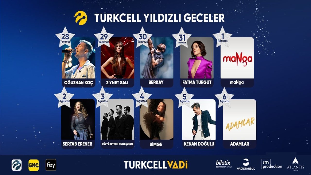 Turkcell Yıldızlı Geceler konser takvimi 2023