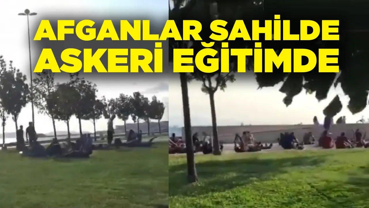 Afganlar sahilde askeri eğitim yaptı!