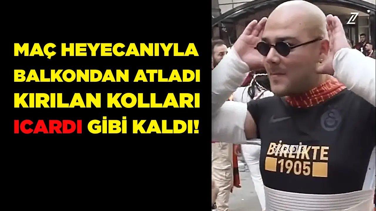 Maç heyecanında balkondan atladı, kırılan kolları Icardi gibi kaldı..!