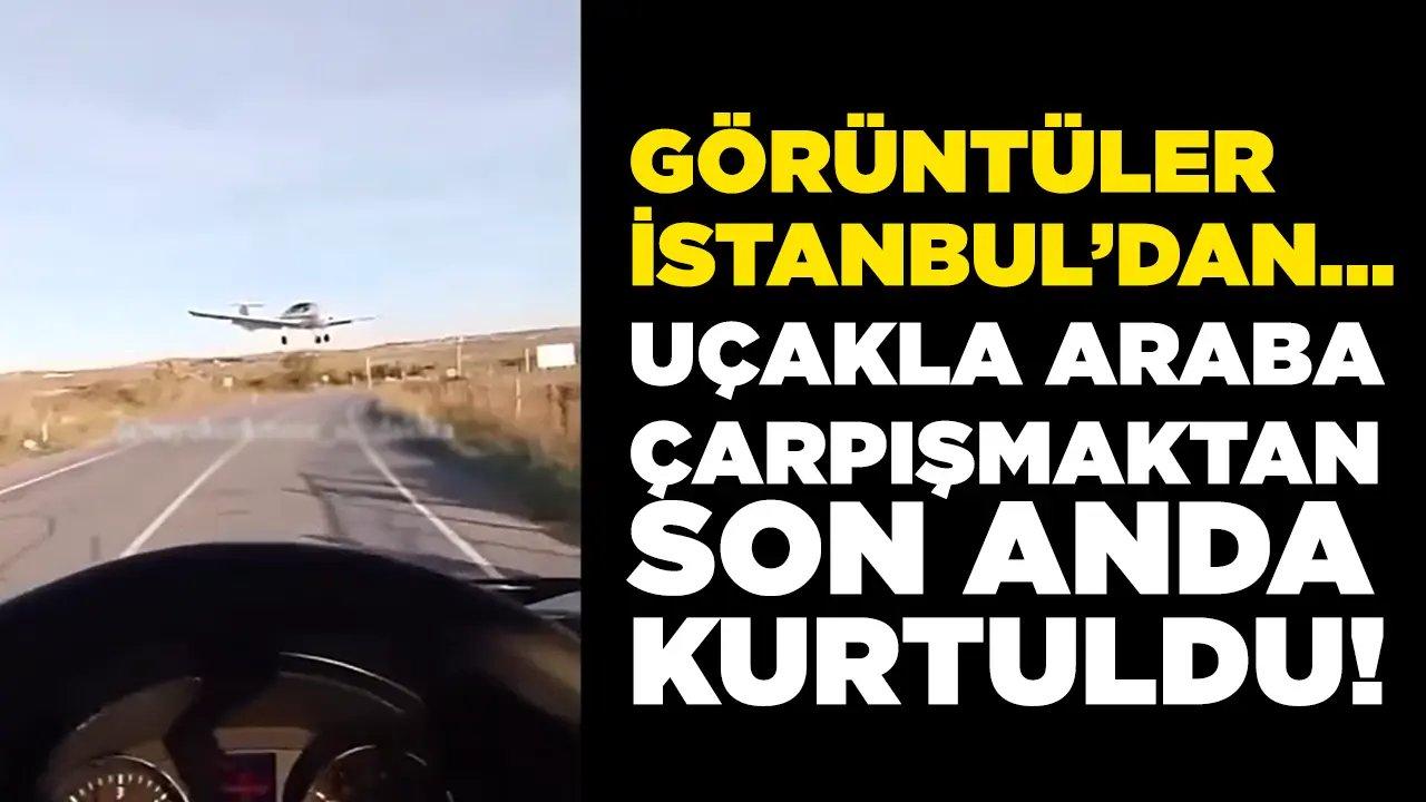 Uçakla araba çarpışmaktan son anda kurtuldu!