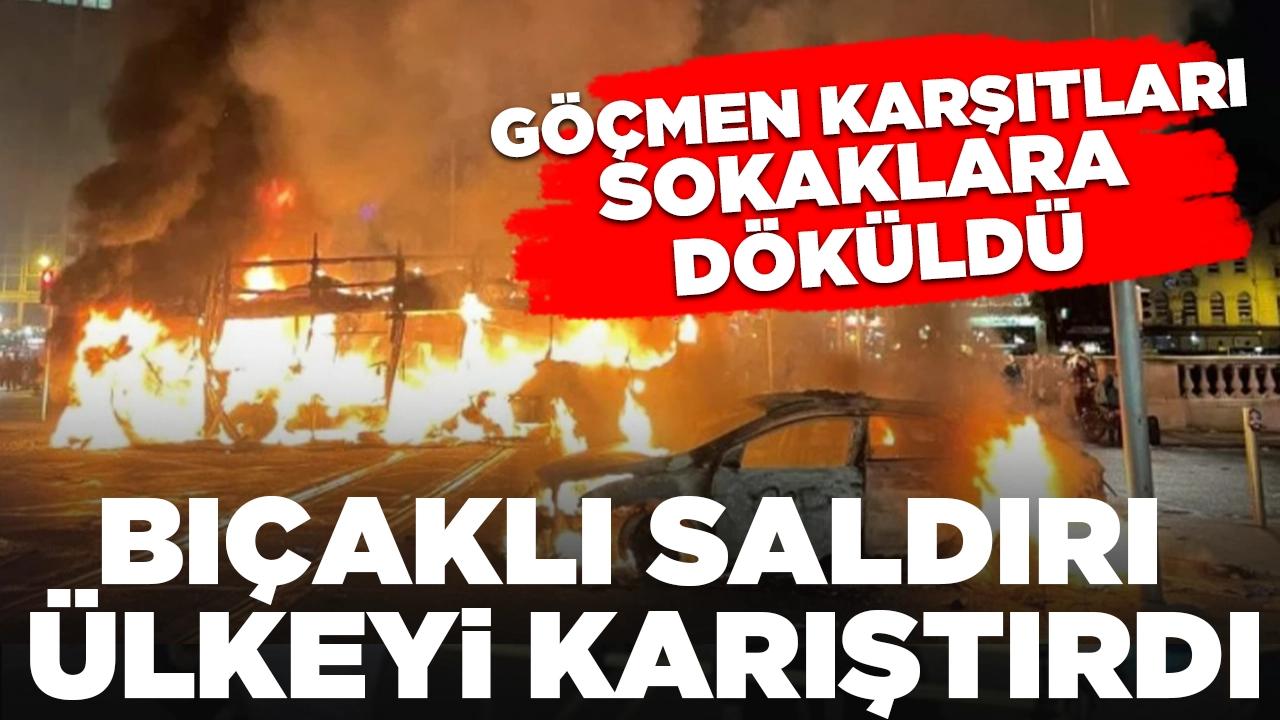 Bıçaklı saldırı ülkeyi karıştırdı: Protestocular sokaklara döküldü, polisle çatıştı