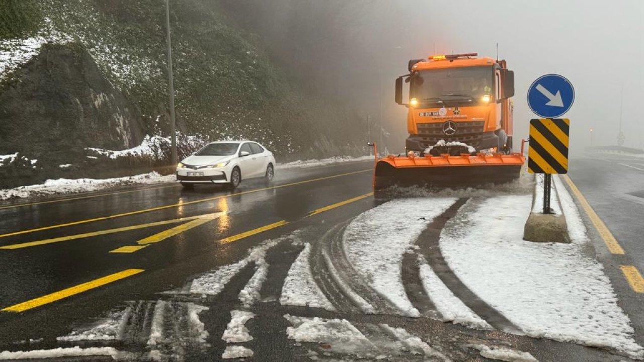 Bolu Dağı'nda kar yağışı etkili oluyor