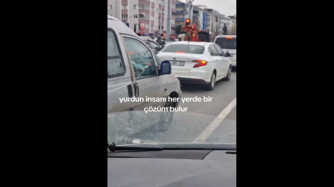 Dikiz aynası kırılınca bulduğu çözüm olay oldu