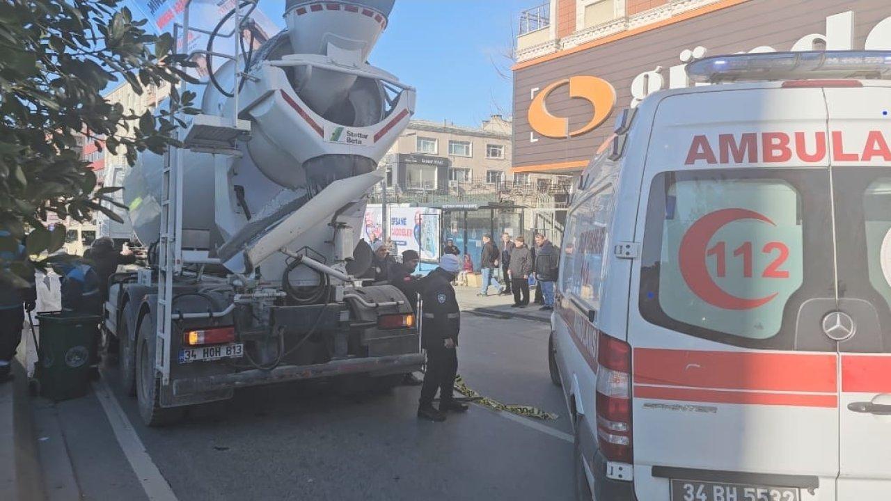 Yolun karşısına geçmek isterken canından oldu: Beton mikserinin altında kaldı