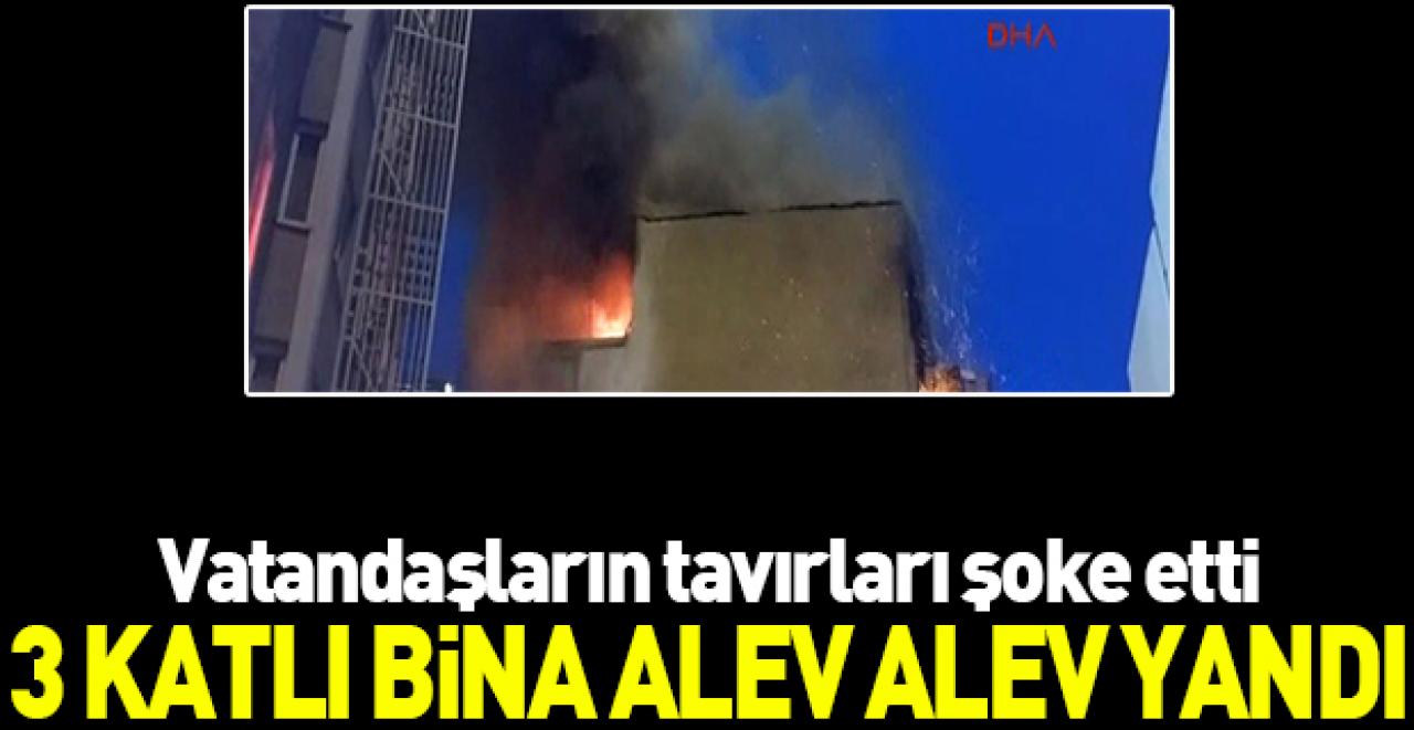 Beyoğlu'nda 3 katlı bina alev alev yandı