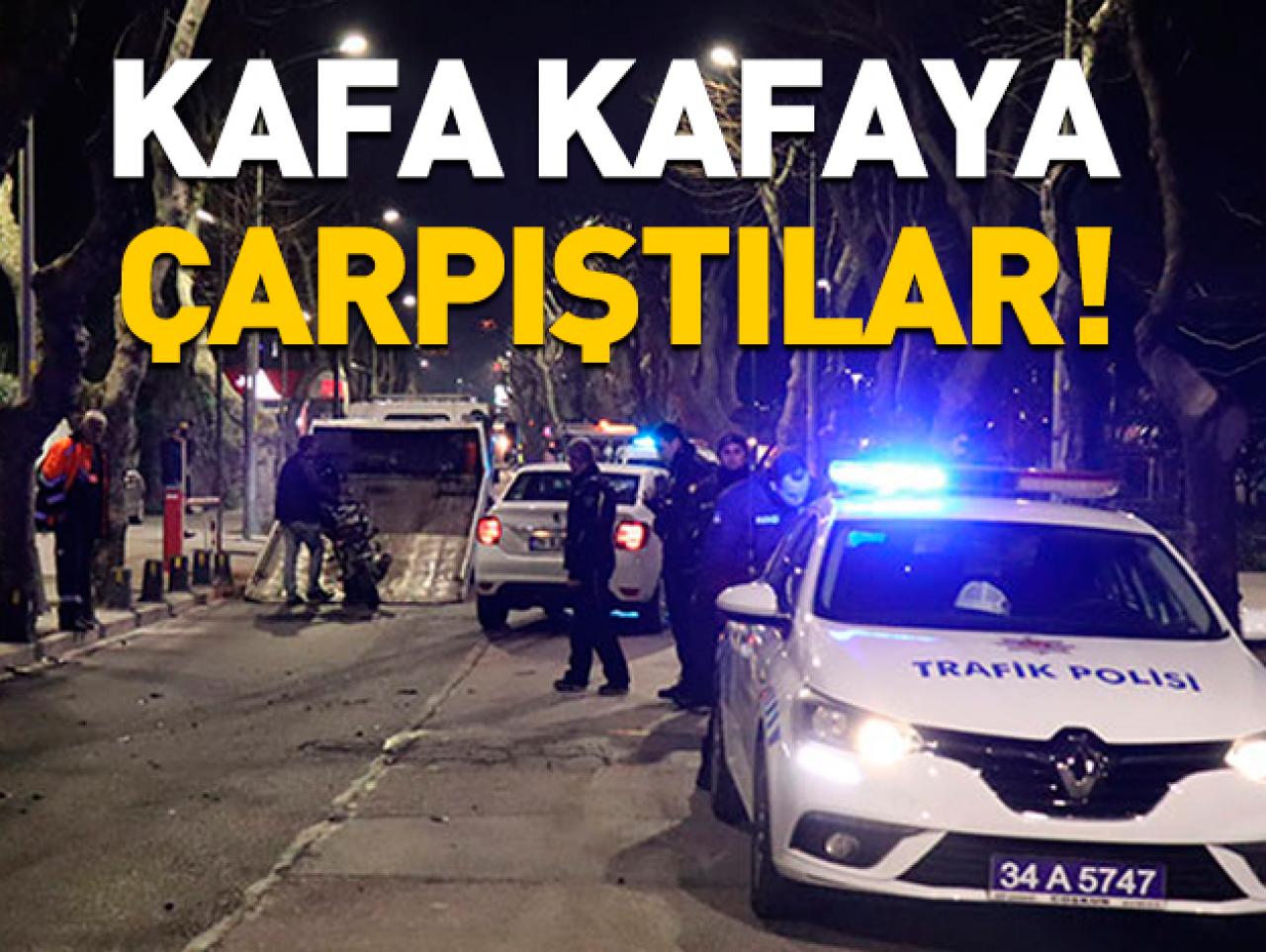 Üsküdar'da otomobil ve motosiklet kafa kafaya çarpıştı