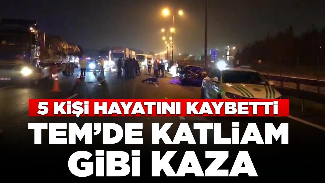 TEM Otoyolu'nda katliam gibi kaza! Otomobil yayalara çarptı: 5 kişi hayatını kaybetti