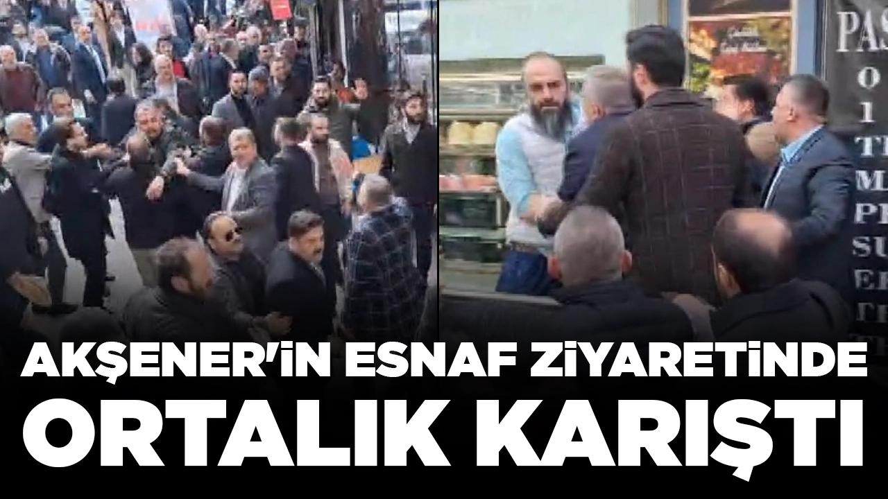 Akşener'in esnaf ziyaretinde gerginlik: Ortalık bir anda birbirine girdi