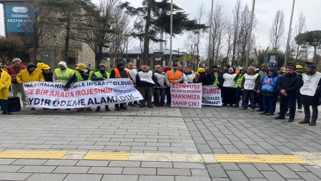 İnşaat işçilerinden belediye binasının önünde eylem!